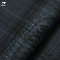 Tissu à carreaux 100% pure laine finement filée, 246 grammes, bleu et noir mélangés, style rétro britannique, pantalon et veste de costume printemps-automne