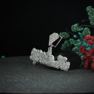 Pendentif personnalisé en moissanite avec nom, bijoux hip-hop, serti de diamants, argent sterling 925, cadeau de mariage pour lui ou elle - Product Image 3