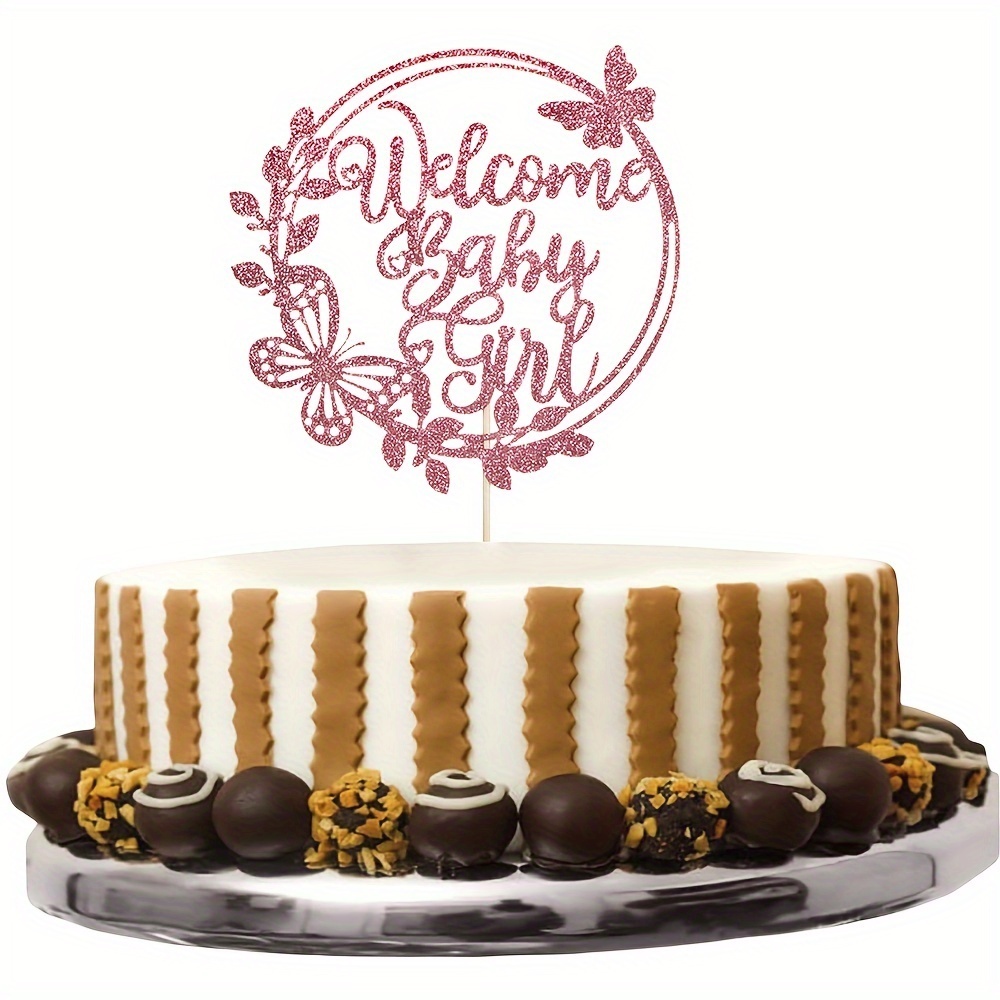 Gold Glitter 'Boy Or Girl' Cake Topper - Gender Reveal & Baby Shower Decoration, 8.5x5.1 Inches