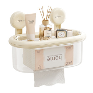 Suction Mounted Tissue Box With <b>Shelf</b> For Bathroom Toilet Paper And Towel Storage Rectangular Design Durable Material - Product Image 5