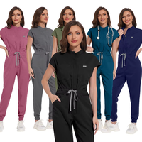 Nouvelle Combinaison Sans Manches à Col Montant et Fermeture Éclair, Effet Givré, pour Bloc Opératoire et Uniforme Hospitalier, Couleur Fig Givré
