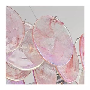 Lustre de salon français de luxe médiéval et romantique en verre rose, lumière chaude pour chambre à coucher, <span class=keywords><strong>suspension</strong></span> principale - Product Image 5