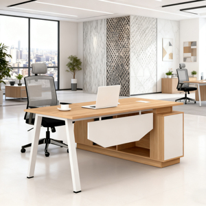 Escritorio de oficina ejecutiva de madera de lujo Escritorio de mesa gerente mobiliario moderno - Product Image 1