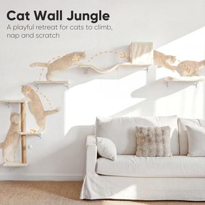Étagères murales pour chat <span class=keywords><strong>FUKUMARU</strong></span>, ensemble 4-en-1 stable et sûr, en bois composite, griffoir d'escalade de 16 pouces, beige, pour chats de petite et moyenne taille - Product Image 2
