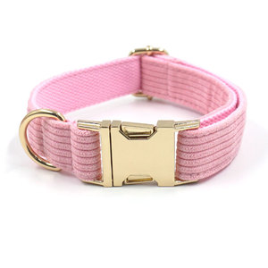 Collar Personalizado para Cachorro con Hebillas Doradas, Estilo <span class=keywords><strong>Princesa</strong></span>, Collar de Pana Rosa Claro para Perro, Buen Precio, Elegante Collar y Correa para Mascotas con Lazo - Product Image 2