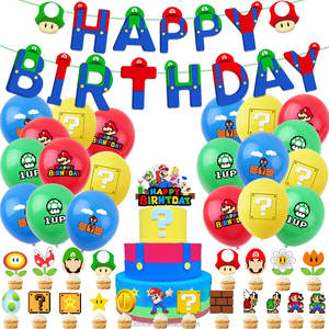 Joli anniversaire des enfants <span class=keywords><strong>Mario</strong></span> toile de fond bannière gâteau Topper ballons <span class=keywords><strong>Mario</strong></span> <span class=keywords><strong>Bros</strong></span> fête d'anniversaire fournitures faveurs décorations - Product Image 4