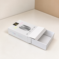 Boîte d'emballage personnalisée pour souris Bluetooth avec logo estampé à chaud, boîte à double rabat en carton blanc avec insert pour carte et languette de suspension