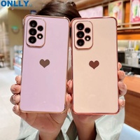 Étui de luxe plaqué pour Samsung Galaxy S22 S23 Ultra S21 S20 FE A52 A53 S22 Plus A13 5G A12 Motif latéral en forme de cœur Coque de téléphone