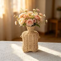 Vase tressé à double anse, style minimaliste, décoration d'intérieur polyvalente pour tables à manger, fleurs séchées haut de gamme