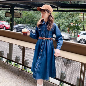 120 170 di abbigliamento per ragazze con risvolto Cardigan dritta in Denim a maniche lunghe floreale primavera estate moda media grande per bambini - Product Image 6