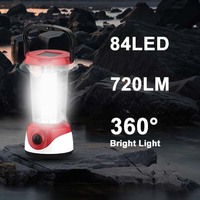 Lanterne de camping solaire rechargeable en plastique 720Lm 84 LED, indice de protection IP20, pour usage extérieur et intérieur en cas d'urgence