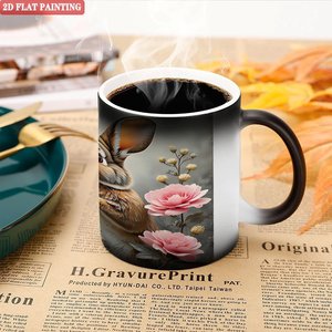 Mug en céramique 11oz noir givré, tasse à sublimation magique changeant de couleur - Product Image 5