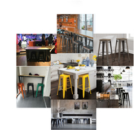 Tabouret de bar industriel moderne en métal de 30 pouces de haute qualité pour restaurant, salle à manger, cuisine commerciale, extérieur, en fer