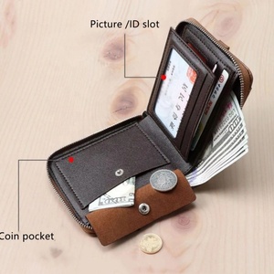 Men <b>Wallet</b> Zipper Leather <b>Card</b> <b>Holder</b> PU <b>Wallets</b> Vintage Leather <b>Card</b> <b>Wallet</b> for Man Lady Novelty Purse - Product Image 3