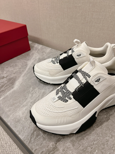 Black White Mixed Colors Genuine Leather Upper Thick Sole Waterproof Lightweight Breathable Height Increasing Casual Shoes - Product Image 3