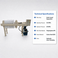 Nouvelle presse à filtre hydraulique semi-automatique haute performance de type 450, surface filtrante de 4 m² pour boues et eaux usées solide-liquide