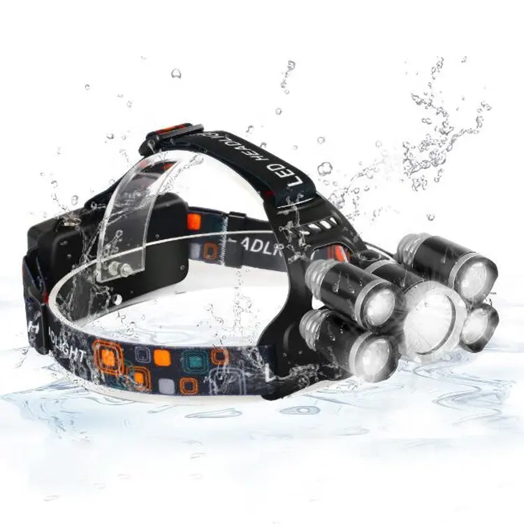 Super Bright Head Torch Light Hunting Camping Mining Security Helmet Headlight Waterproof Rechargeable 5 Led Headlamp