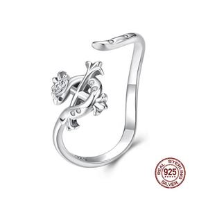 OEM fleur Plata 925 argent Sterling réglable bague personnalisée bijoux fins en vrac torsadé femmes Corss Vintage serpent anneaux ouverts - Product Image 1