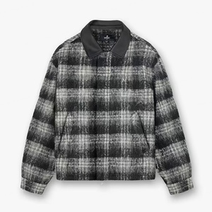 Chemises à carreaux surdimensionnées pour hommes avec impression de logo personnalisé OEM, double fermeture, veste - Product Image 1