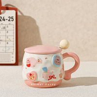 Tasse à eau mignonne de grande capacité pour filles tasse à lait mignonne de grande valeur avec poignée tasse en céramique résistante aux hautes températures