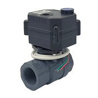 Vanne à boisseau sphérique motorisée électrique DN25 1'' en UPVC, 12V 24V OP04, retour automatique en cas de coupure de courant (normalement fermée), filetage BSP