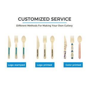 Juego de cubiertos desechables de madera personalizado de 160mm ecológico moderno Kit elegante biodegradable para fiestas infantiles - Product Image 5