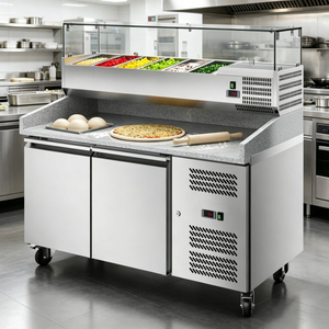 Mesa de Preparación Refrigerada de Grado Premium con Encimera de Granito y Cubierta de Vidrio Transparente, Mesa de Enfriamiento Profesional - Product Image 3