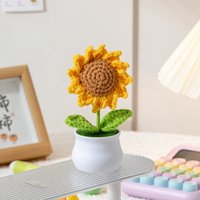 Handgeweven kunstbloempot met zonnebloemen voor Halloween, bureaudecoratie, ornamenten voor Valentijnsdag, Pasen, afstuderen