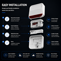 Sirena Inalámbrica para Exteriores, Alimentada por Batería, Sistema de Alarma de Seguridad, Luz Estroboscópica Intermitente, Sonido de Alarma para Hogar y Comercios, Alarma Antirrobo