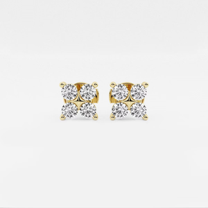 Élégantes boucles d'oreilles clous fines à quatre pierres en diamant de laboratoire rond de 1 1/2 carat avec éclat brillant, bijoux de luxe éthiques pour femmes - Product Image 5