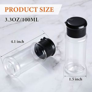 Round <b>Plastic</b> Spice <b>Jars</b> Seasoning Containers <b>With</b> Black Screw <b>Lids</b> Shake Empty Storage Spice Containers 150ml - Product Image 2
