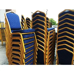 משלוח מדגם זול stackable מלון חתונה בשימוש ברזל פלדת זהב משתה כיסאות למכירה