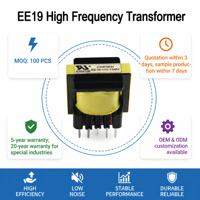 Transformateur LED EE19 à haute efficacité avec noyau de ferrite, composant magnétique vertical, bobine de transformateur 12V, transformateur EE 12V