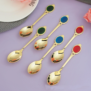 HPB0335 High Quality Luxury Silver Golden 304 Stainless Steel Tea Coffee <b>Gold</b> Spoon <b>Teaspoon</b> - Product Image 1