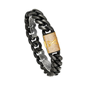 Nueva cadena cubana negra para hombre, 26 letras en inglés, hebilla de taladro de concha, cadena criptográfica de acero inoxidable, collares de moda - Product Image 5