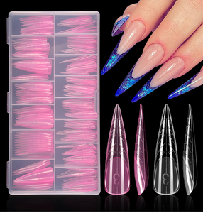 Logo Oem 150 unids/caja Stilettos plástico puntas de <span class=keywords><strong>uñas</strong></span> formas Gel constructor molde acrílico Gel extensión <span class=keywords><strong>Rosa</strong></span> <span class=keywords><strong>uñas</strong></span> forma dual - Product Image 1