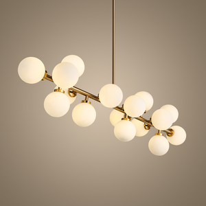 Lámpara nórdica moderna para hotel, lámpara colgante de cobre y latón, bola de cristal blanca - Product Image 2