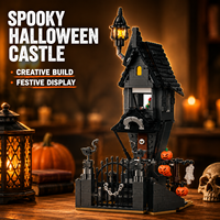 Ensemble de blocs de construction de maison hantée d'Halloween 564 pièces, jouet de construction de château effrayant, portail et lampe citrouille, cadeau d'Halloween, vente en gros