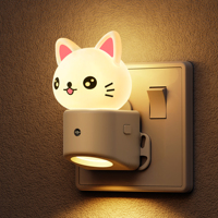 Veilleuse 3D LOHAS Chat Mignon à Brancher sur Prise Murale avec Capteur Crépusculaire RGB Blanc Doux – Lumières Nocturnes de Noël pour Chambre