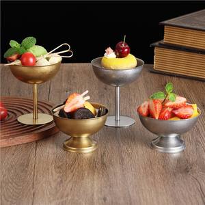 Vintage Stainless Steel Dessert Bowl Gold Cocktail Glass Ice Cream Cup Pudding Cup Snack Bowl Party Use - Product Image 1