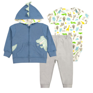 Tedmimak – Ensemble 3 pièces en coton pour bébés filles et garçons, avec logo personnalisé, imprimé animalier/floral, barboteuse à manches longues, veste d'été, 6-24 <span class=keywords><strong>mois</strong></span> - Product Image 4