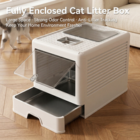 Bac à litière pour chat pliable et fermé, anti-éclaboussures, style tiroir, grande capacité, en PP