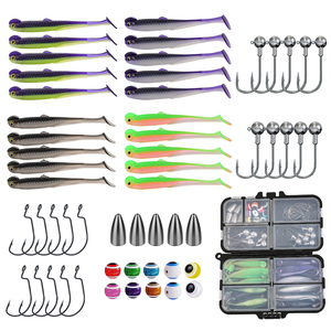 Set di 56 Esche Morbide per Pesca, Kit Texas Rig, Esche per Bass, Trota e Pesca in Acqua Salata, Set di Esche in Plastica - Product Image 2