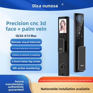 Cerradura Inteligente para Puerta <span class=keywords><strong>OLSA</strong></span> A15 Max con Reconocimiento Facial 3D, Huella Dactilar, Lectura de Tarjetas, Contraseña, Grabado CNC, Compatible con la Aplicación Tuya, Multilingüe - Product Image 5