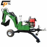 Mini-pelle tractable 9 CV pour usage agricole et domestique, avec système hydraulique robuste, machine de terrassement mobile