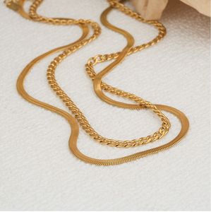 Mode populer baja tahan karat 18K emas tiga lapis hati Kuba kalung tulang ular rantai klavikula kalung untuk hadiah wanita - Product Image 6