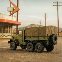 Camion RC Utilitaire Classique 6x6 3 Canaux 2.4GHz Tout-Terrain Style Vintage ABS+Métal 20 Min Suivez-moi Chargeur Inclus Cadeau pour Passionnés