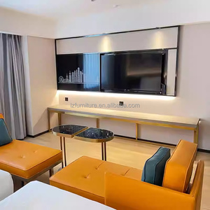 Economical Hotel Bedroom Furniture Sets Modern Wood Frame Twin Bed With Nightstand Headbaord TV Cabinet <b>Sofa</b> & <b>Side</b> Coffee <b>Table</b> - Product Image 3