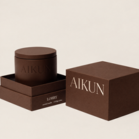 Bougie parfumée cylindrique en céramique Aikun rose-brun à mèche unique avec couvercles assortis, boîtes cadeaux, personnalisation directe d'usine