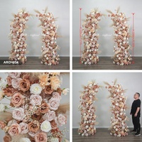 Fournitures pour événements, décoration sur le thème de l'automne, style bohème, fleurs artificielles en soie marron pour lieu de mariage personnalisé, 2 arrangements floraux en forme de corne pour arche.